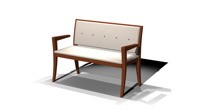 Alegre Bench with Arms and Rectangular Back
