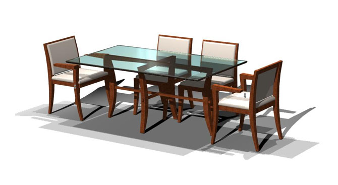 Alegre Rectangular Table Glass Top with Chairs