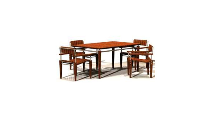 Empire Outdoor Rectangular Table, Shown with Chairs